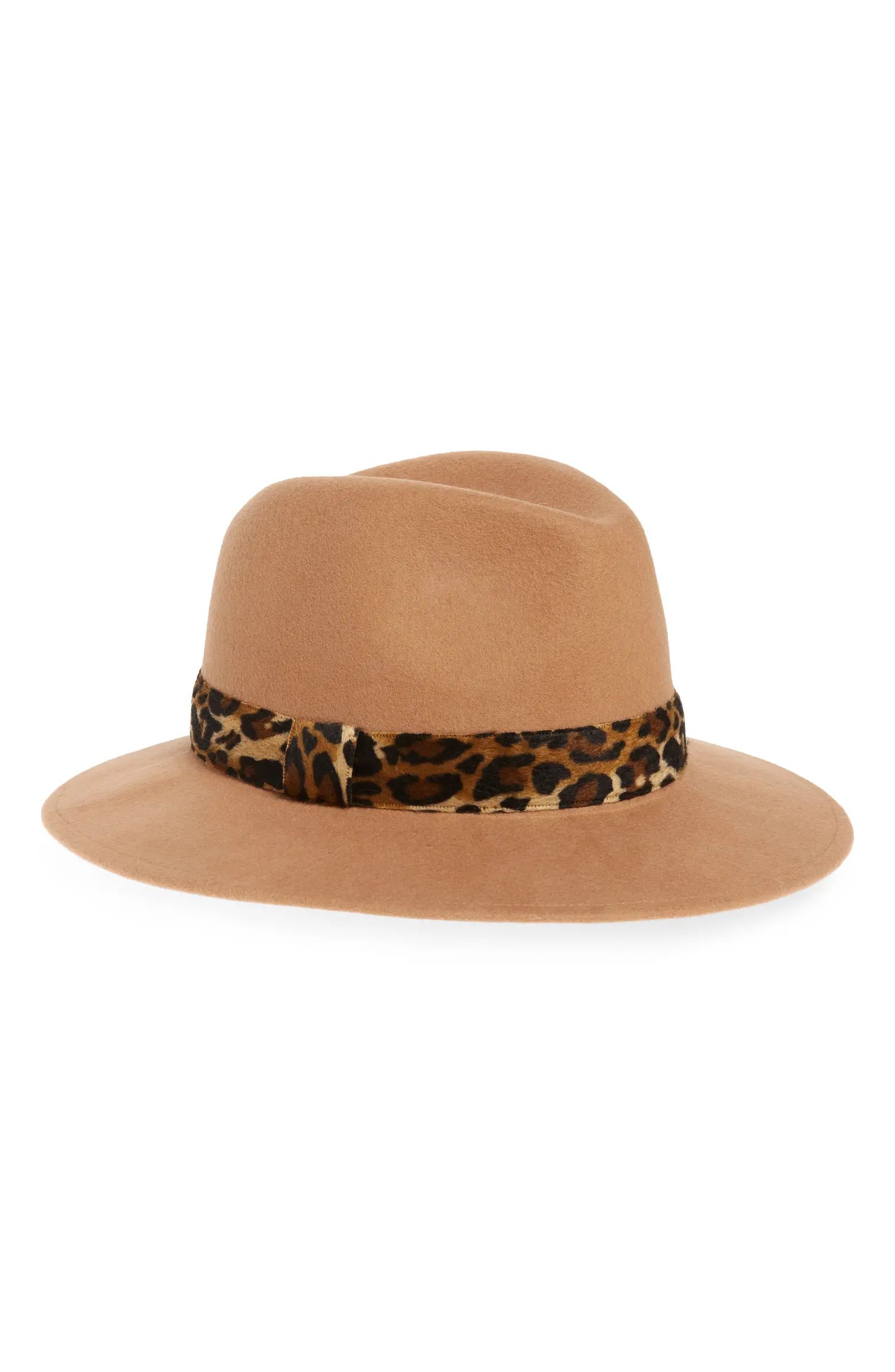 Animal Print Trim Wool Felt Panama Hat | Nordstrom