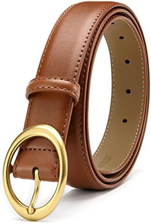 Womens Belt - CR Leather Belt Women Casual for Jeans Pants Dress - Belts with Gold Buckle for Wom... | Amazon (US)