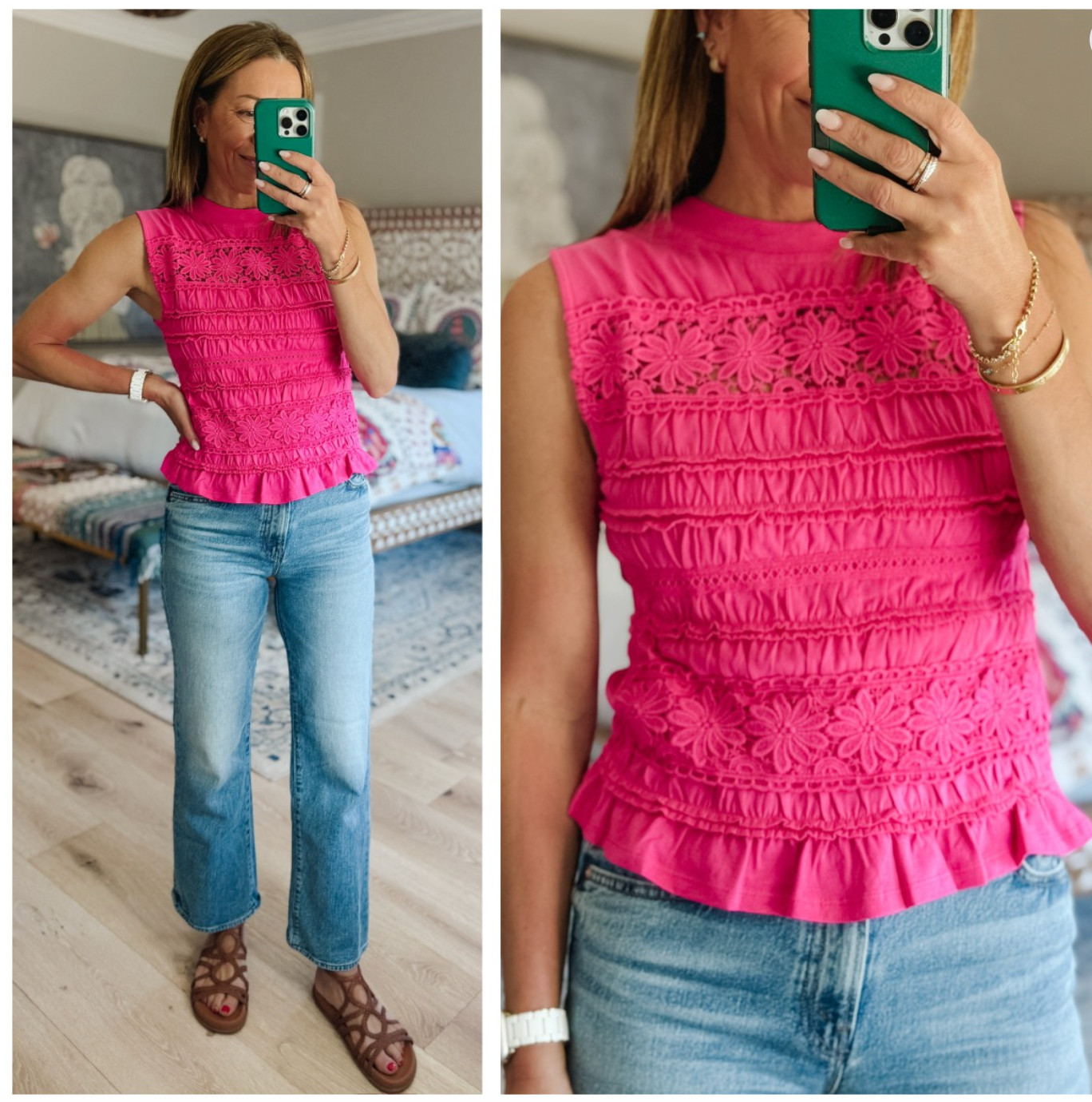 Pretty please for the prettiest pink top!! Last day to use my discount code for this cute top and more at Anthro!  

 #LTKootd #LTKmomlife #LTKSeasonal