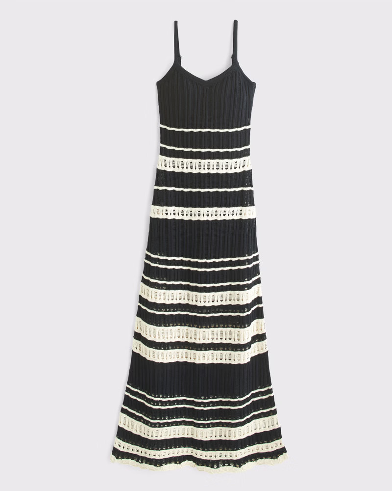 Abercrombie & Fitch Women's Crochet-Style Maxi Dress in Black - Size XXS TALL | Abercrombie & Fitch (US)