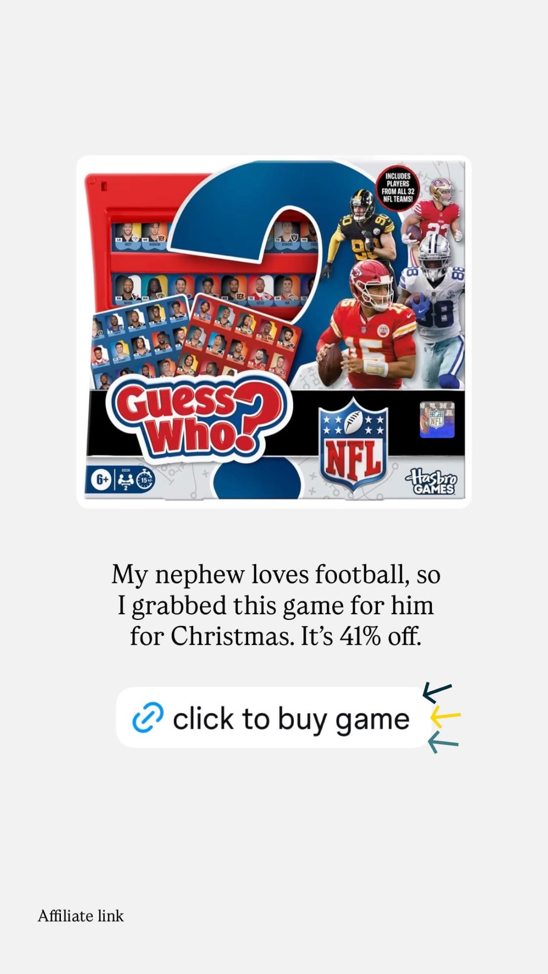 My nephew loves football, so I grabbed this game for him for Christmas. It’s 41% off.

#LTKSaleAlert #LTKKids #LTKSeasonal