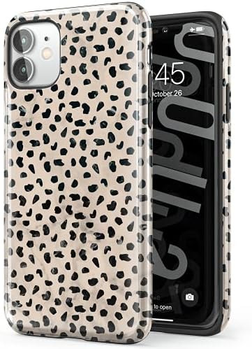 Tenpon iPhone 11 Case - Black Polka Dots Pattern Almond Case Designed for Girls Women, Cute Heavy Du | Amazon (US)