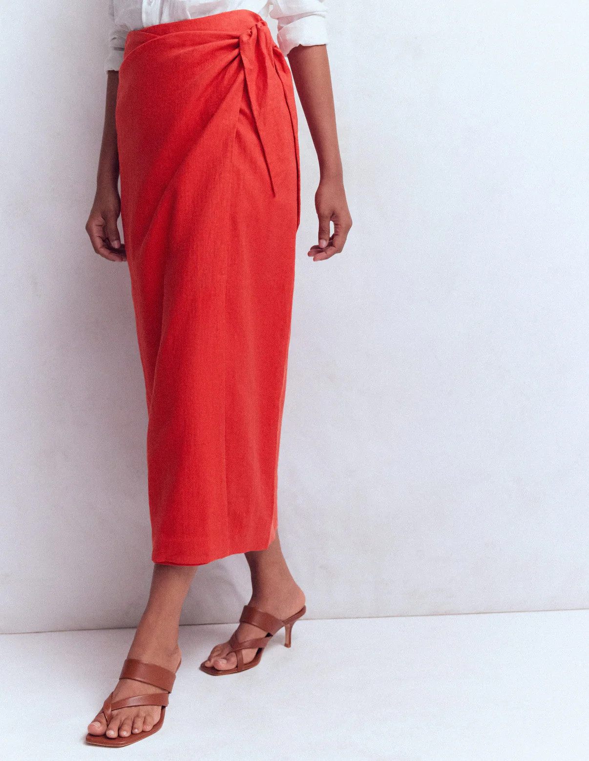 Dimitra Linen Column Skirt-Red Coral | Boden UK