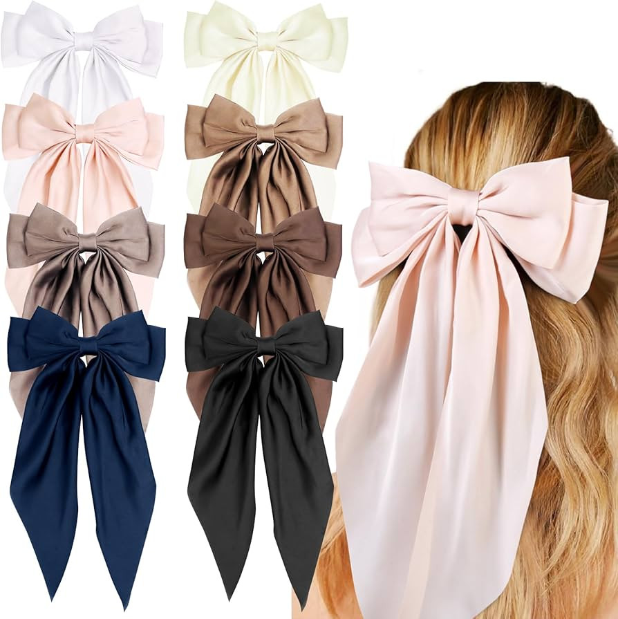 Hair Ribbon Clips with Long Tails - 8 PCS Cute Vintage Accessories for Women and Girls | Amazon (US)