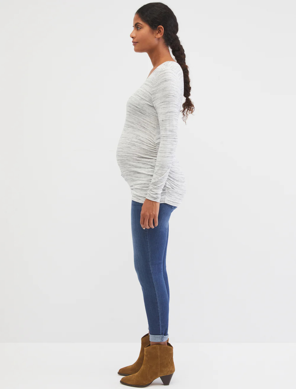Long Sleeve Side Ruched Maternity T Shirt | Motherhood Maternity