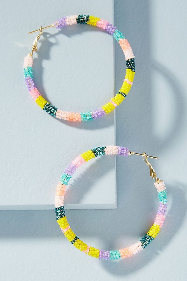 Beaded Stripes Hoop Earrings | Anthropologie (UK)