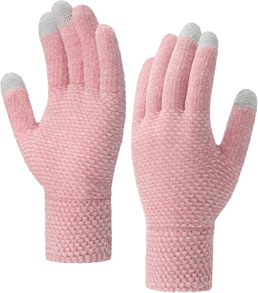 Gloves for Women - Warm Chenille gloves for cold weather with Touchscreen Fingers, Elastic Cuff W... | Amazon (US)