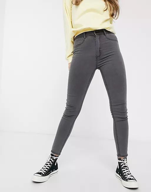 Pull&Bear high waist ultra skinny jean in grey | ASOS (Global)