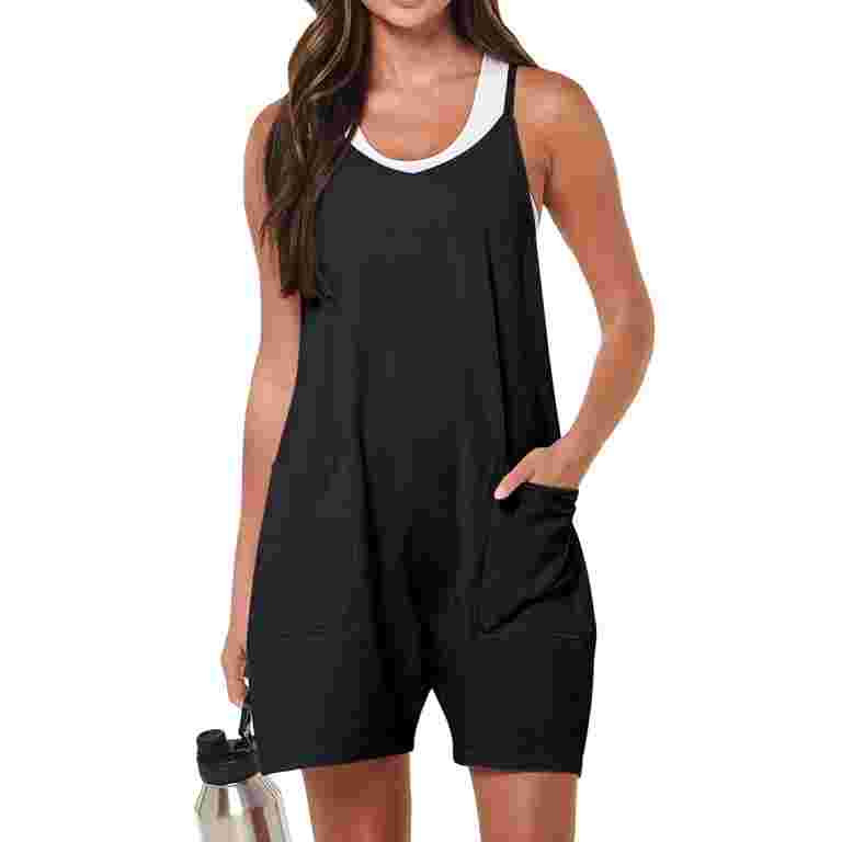 Fantaslook Jumpsuits for Women Casual Summer Rompers Sleeveless Loose Spaghetti Strap Shorts Over... | Walmart (US)