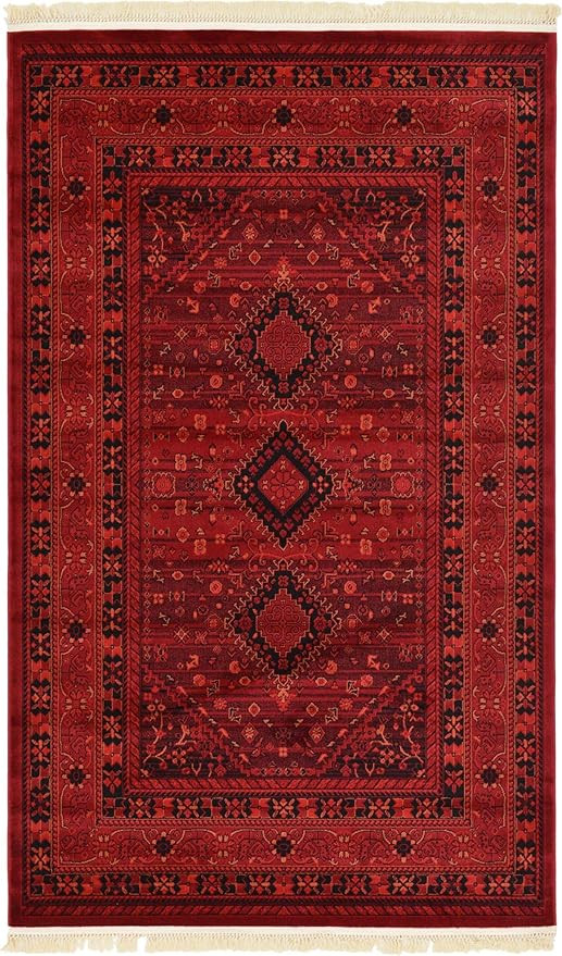 Unique Loom Tekke Collection Area Rug - Sheibani (5' 3" x 8' Rectangle, Red/ Black) | Amazon (US)