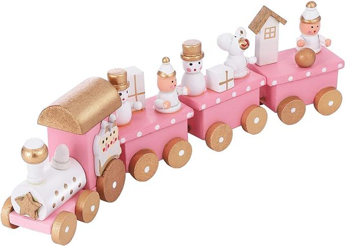 Amazon.com: NUOBESTY Christmas Wooden Train Rail Winter Wonderland Train Mini Train Decor Set for... | Amazon (US)