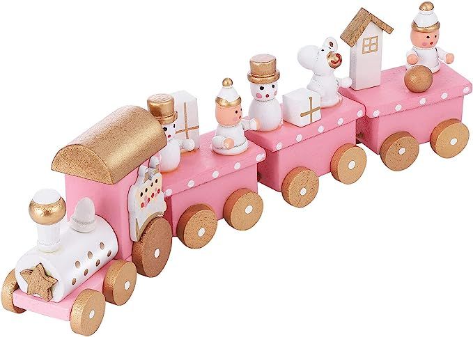 Amazon.com: NUOBESTY Christmas Wooden Train Rail Winter Wonderland Train Mini Train Decor Set for... | Amazon (US)