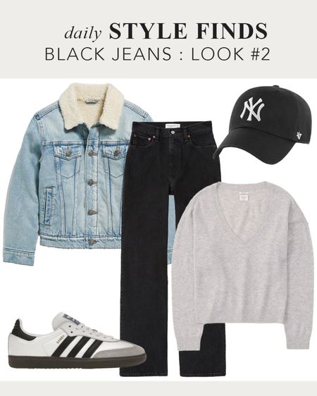 How to style black jeans for fall: Sporty outfit look with NY Yankees baseball cap, denim shearling lined jacket, grey sweater, Adidas Samba sneakers #adidas #sambasneakers #nyyankeescap #blackjeans #falloutfit #casualoutfit #comfyoutfit #over40style #outfitguide #affordablefashion #dailyfinds #dailystyle #dailystylefinds

#LTKstyletip #LTKover40 #LTKshoecrush