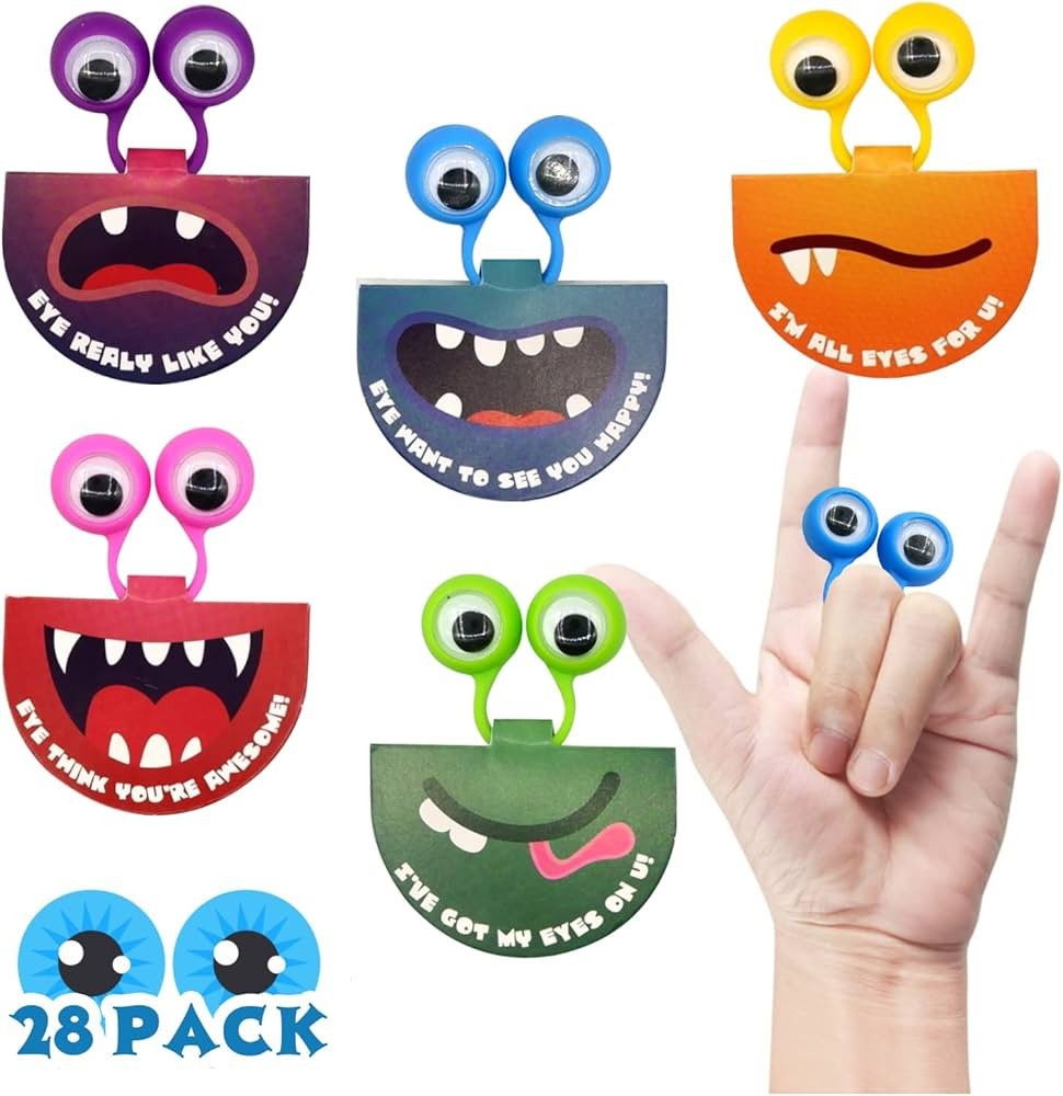 GoForward Valentine day gift Cards for Kids Classroom - 28 Pack Cute Monster Funny Googly Eyes Va... | Amazon (US)