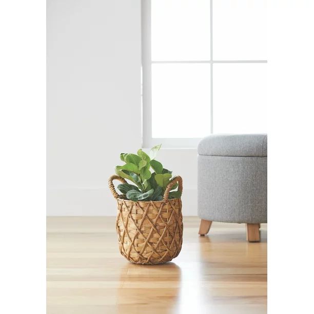 Better Homes & Gardens Claire 9" Round Natural Water Hyacinth Indoor Basket Planter | Walmart (US)