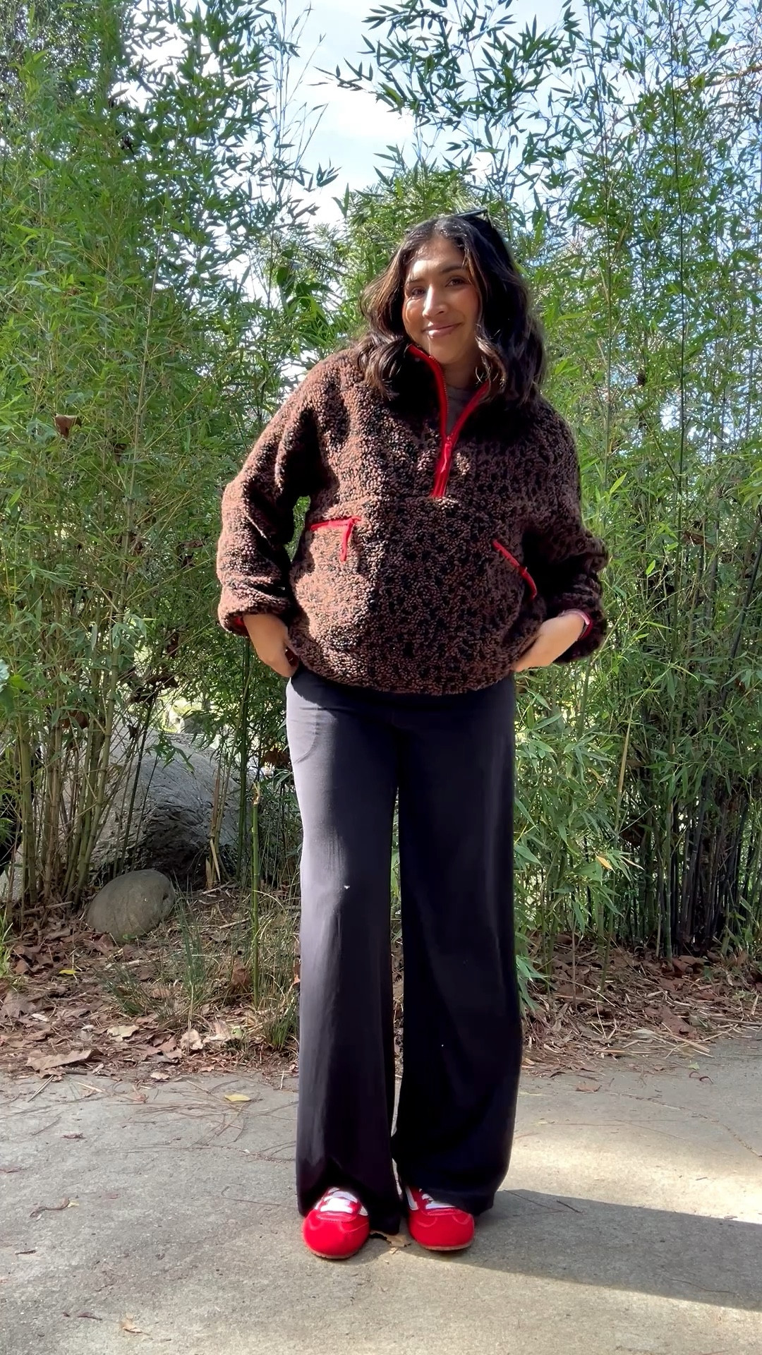 Cozy cheetah sherpa quarter zip, wide leg yoga pants, red sneakers

#LTKmomlife #LTKootd #LTKdayinmylife