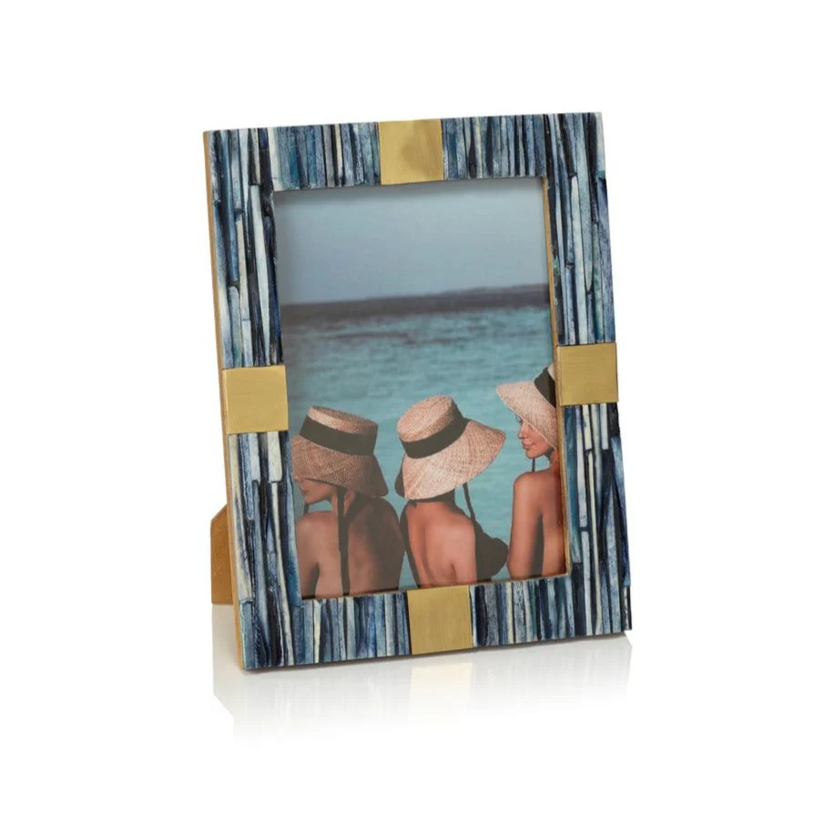 Palermo Blue Inlay Frame w/ Brass Trim | Megan Molten