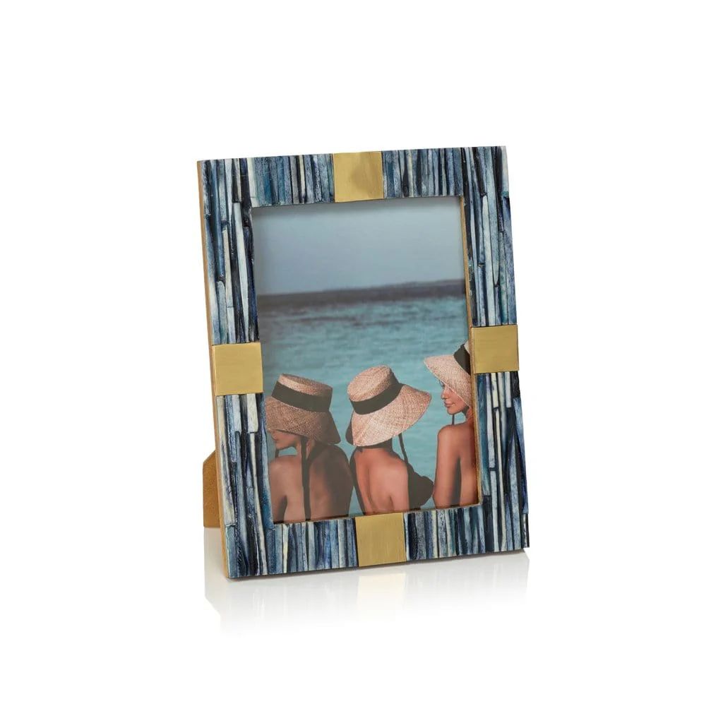 Palermo Blue Inlay Frame w/ Brass Trim | Megan Molten