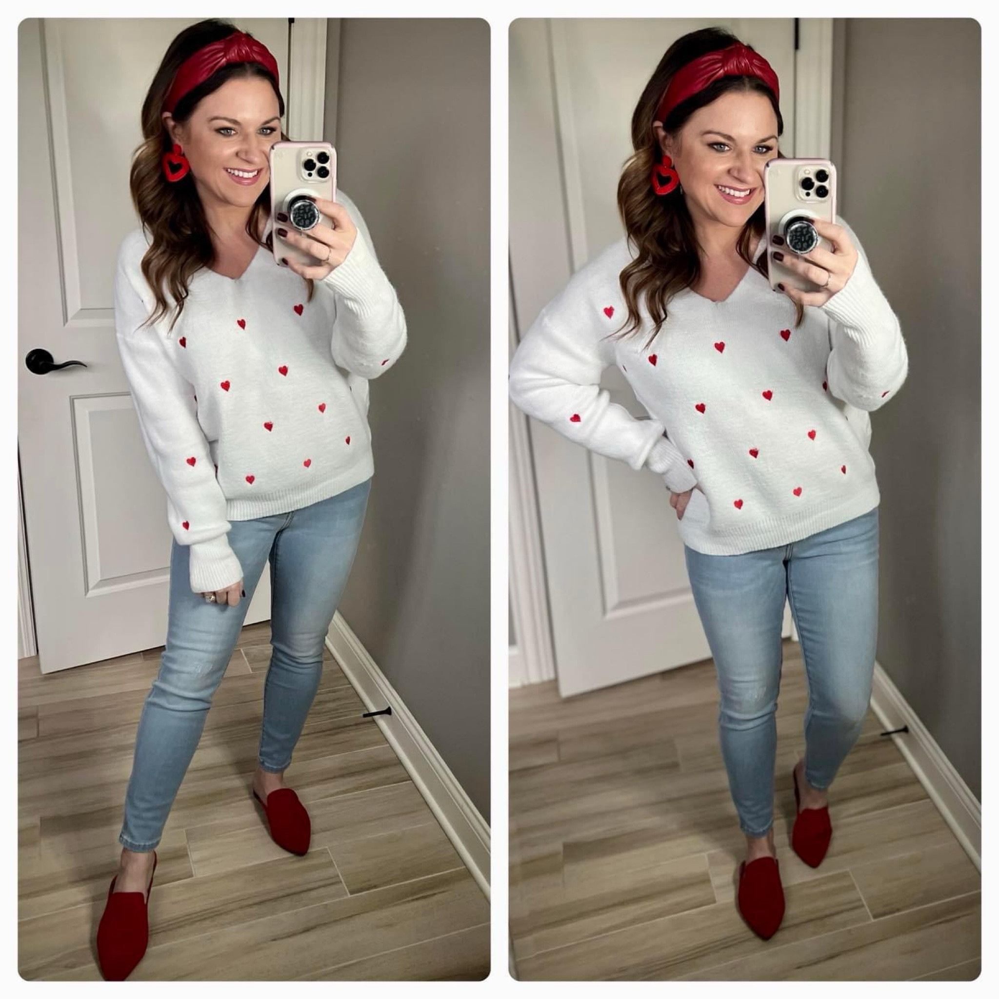 Good and bad news… my heart sweater keeps going in and out of stock in white (try your luck and let me know if you’re able to grab one) BUT it is available in abother color, and I’ll link similar ones at the bottom of this post. I shared my entire look, head to toe, this past Monday on Amazon Live. I highly recommend the heart earrings  


#LTKSeasonal #LTKGiftGuide #LTKMostLoved