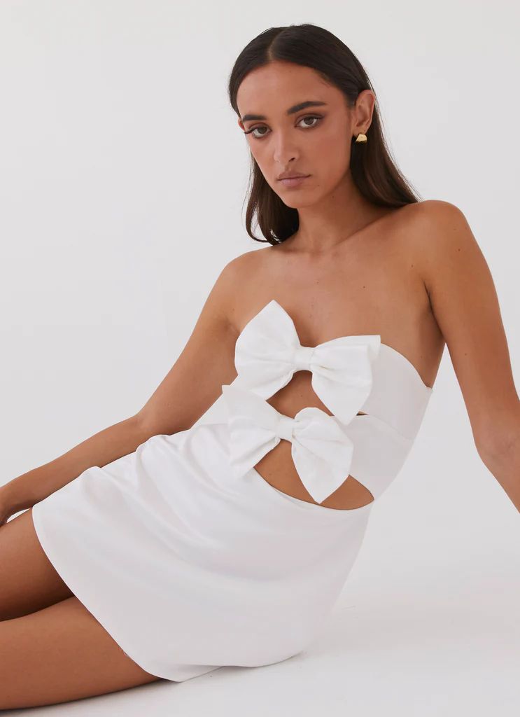 Girl Crush Bow Mini Dress - White | Peppermayo (Global)
