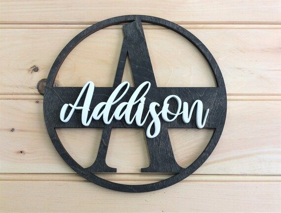 Monogram Name Sign Wooden Initial Cut Out Wall Decor Nursery | Etsy | Etsy (US)