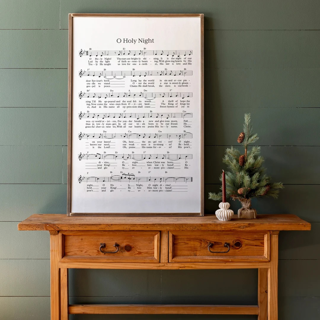 O Holy Night Sheet Music Sign: Framed Wood Christmas Carol | 374 - Etsy | Etsy (US)