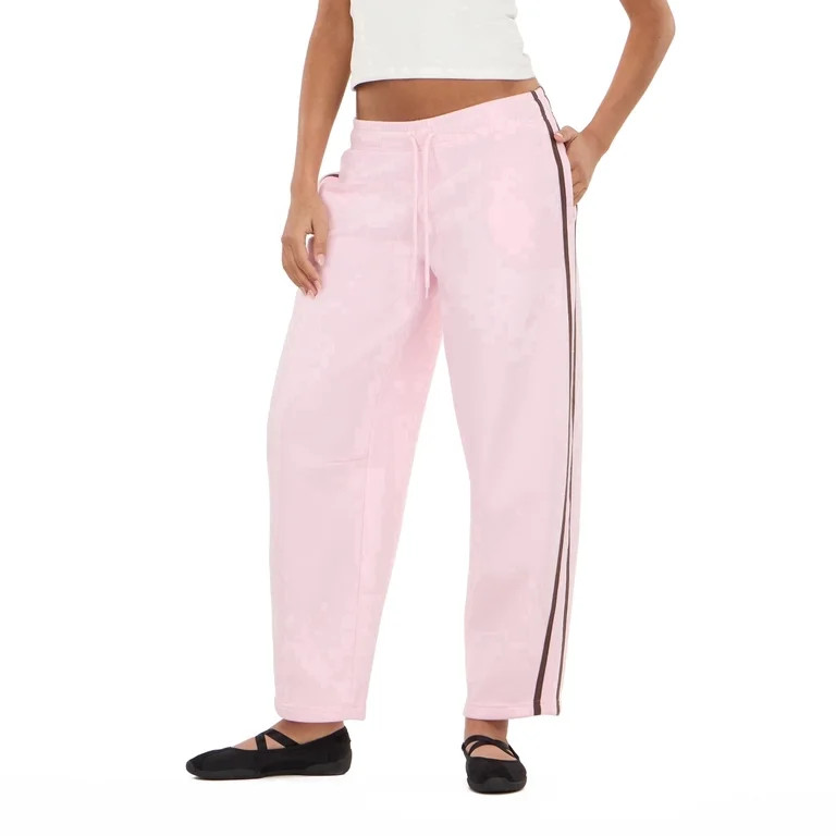 Forever 21 Women\u2019s Barrel Leg Joggers with Side Stripe Detail, Relaxed Drawstring Sweatpants... | Walmart (US)