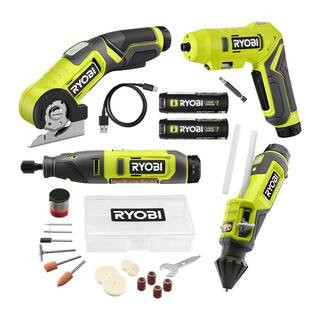 USB Lithium 4-Tool Combo Kit with Screwdriver, Glue Pen, Rotary Tool, Power Cutter, (2) Batteries, and Charger | The Home Depot