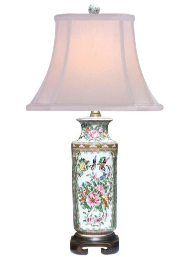 PORCELAIN ROSE MEDALLION CANTON VASE LAMP | The Enchanted Home