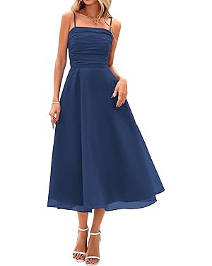PRETTYGARDEN Womens Summer Dresses 2025 Spaghetti Strap Sleeveless Smocked Flowy Midi Wedding Gue... | Amazon (US)