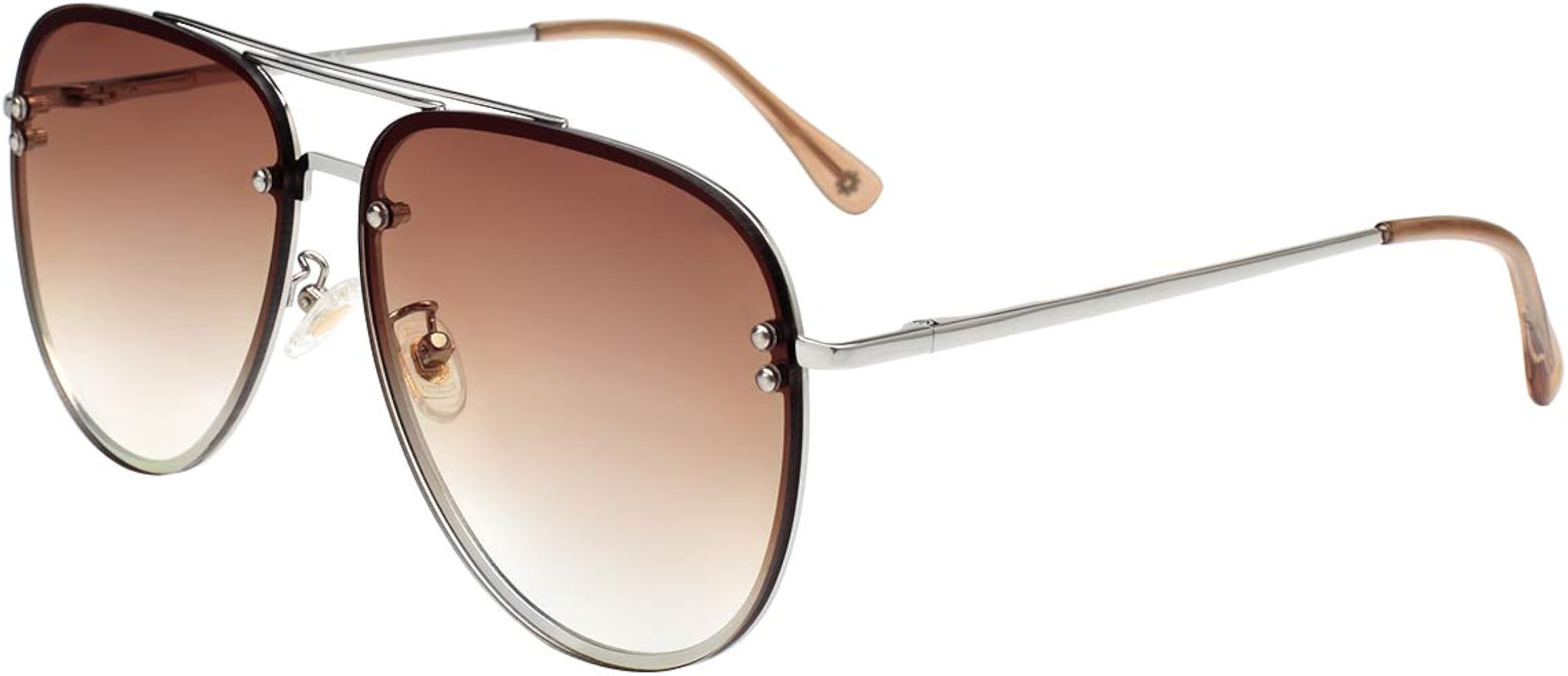 VIVIENFANG Oversized Rimless Aviator Sunglasses Metal Frame with Spring Hinges, Designer Inspired... | Amazon (US)