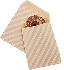Volanic 100PCS 5X7 Inch Brown Stripe Paper Treat Bags Party Favor Bag for Bakery Cookies Sandwich... | Amazon (US)