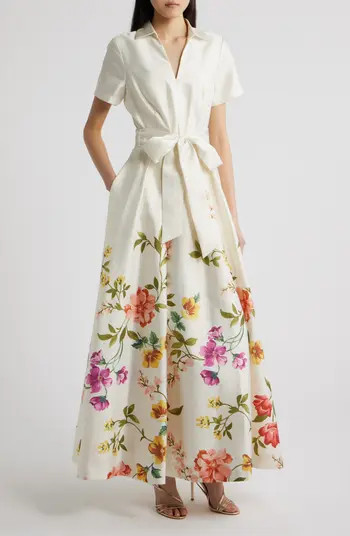 Tahari ASL Print Tie Waist Gown | Nordstrom | Nordstrom