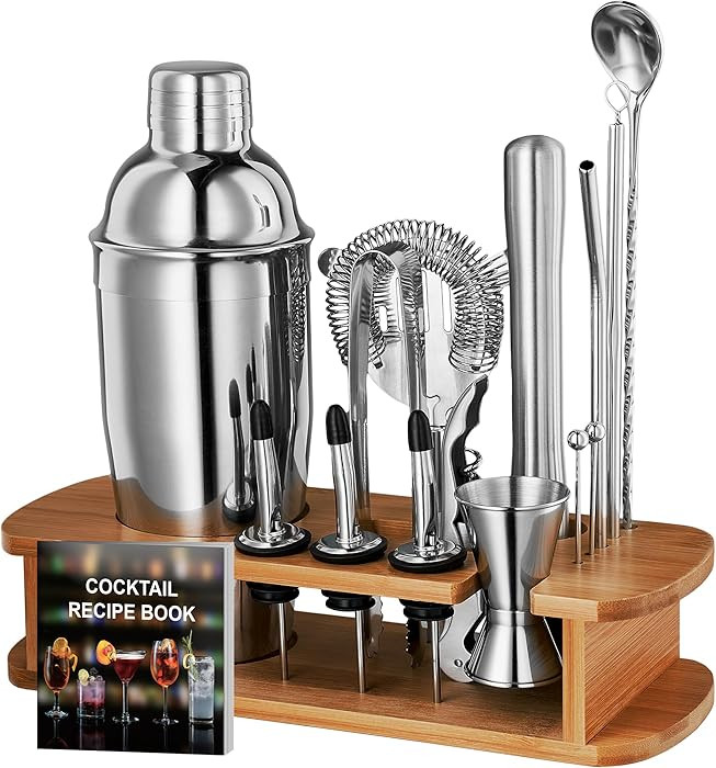 Cocktail Shaker Set - 17 Piece Stainless Steel Bartender Kit, Drink Martini Shaker, Home Bar Acce... | Amazon (US)