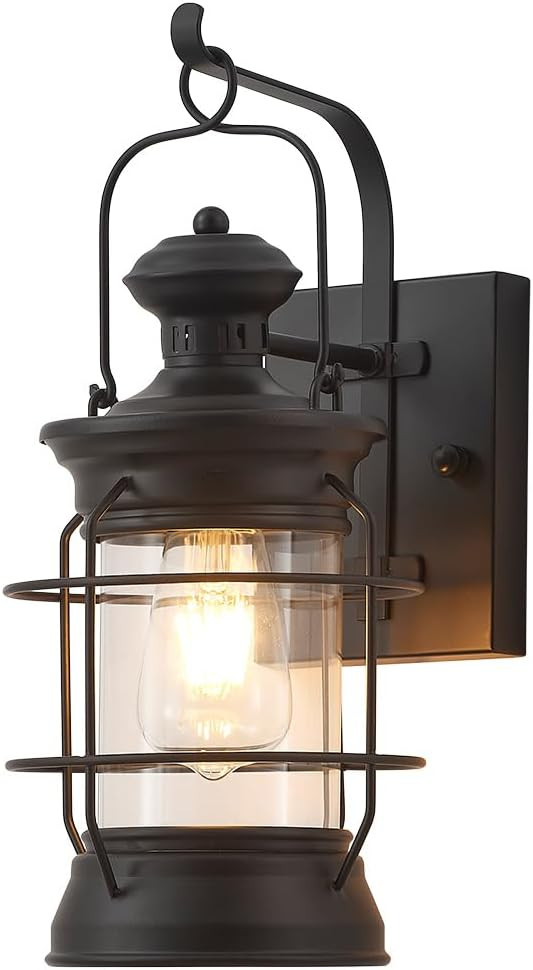 YLONG-ZS Rustic Lantern Wall Sconce Porch Light Fixtures,Black Farmhouse Indoor Outdoor Lantern W... | Amazon (US)