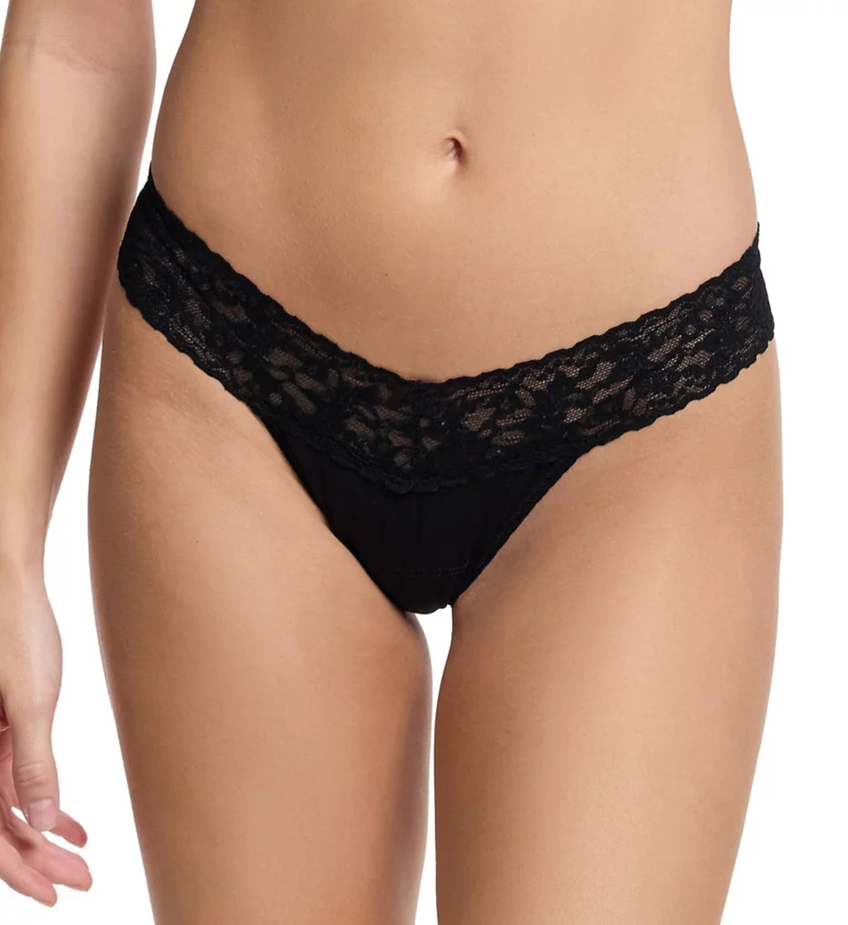Hanky Panky Women's Supima Cotton Low Rise Thong in Black | HerRoom.com | HerRoom