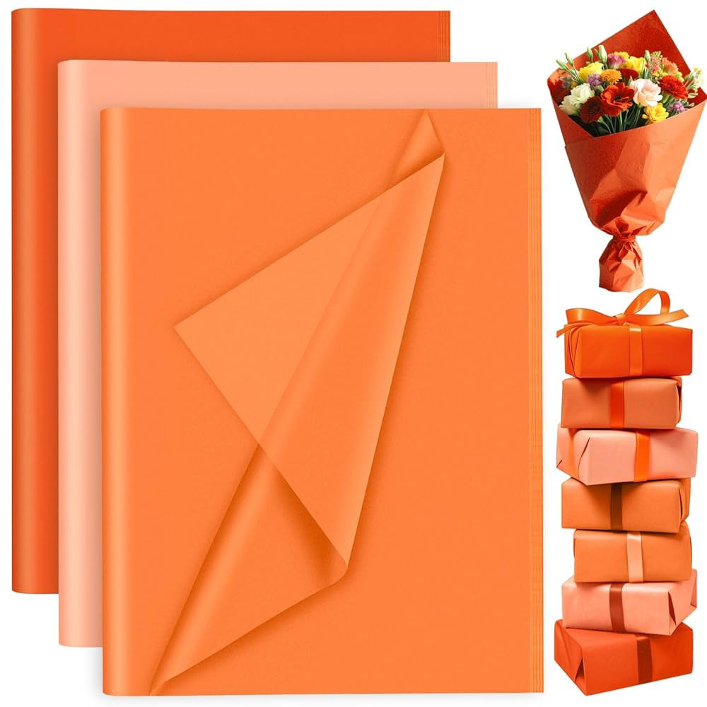 PLULON 60 Sheets Orange Tissue Paper for Gift Bags Halloween Thanksgiving Day, Gift Wrap Tissue P... | Amazon (US)