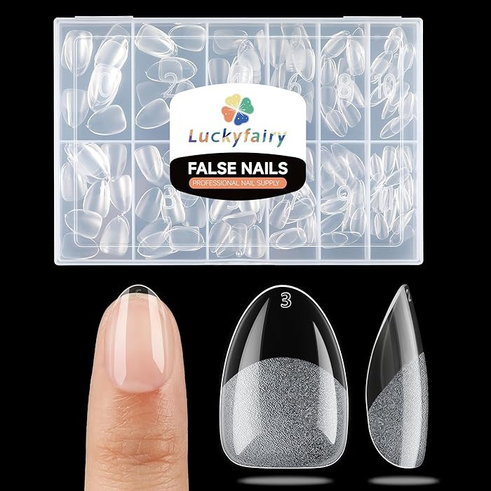 Extra Short Almond Nail Tips, 240pcs Soft Gel Pre-Shaped Acrylic Fake Nails, Half Matte Full Cove... | Amazon (US)