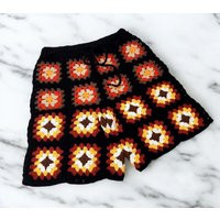 Crochet Granny Square Shorts Unisex 100% Cotton Ethnic Patchwork | Etsy (US)