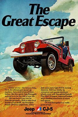 366327 Jeep CJ-5 Great Escape Vintage Car Advertising Art Print Poster  | eBay | eBay US