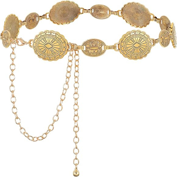 WHIPPY Damen Concho Kettengürtel taillenkette Türkis Taille Gürtel verstellbarer Metall Wester... | Amazon (DE)