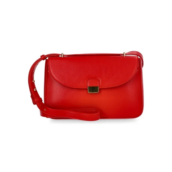 Time and Tru Women's Seraphina Faux Leather Crossbody Handbag, Red | Walmart (US)