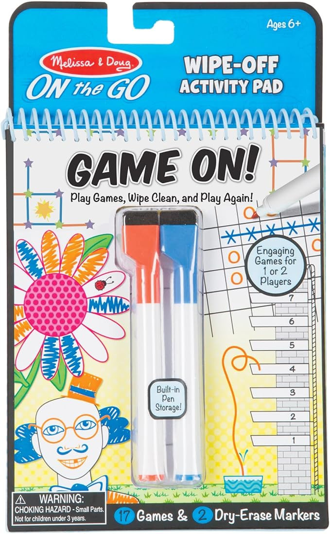 Melissa & Doug On the Go Game On! Reusable Games Wipe-Off Activity Pad Reusable Travel Toy with 2... | Amazon (US)
