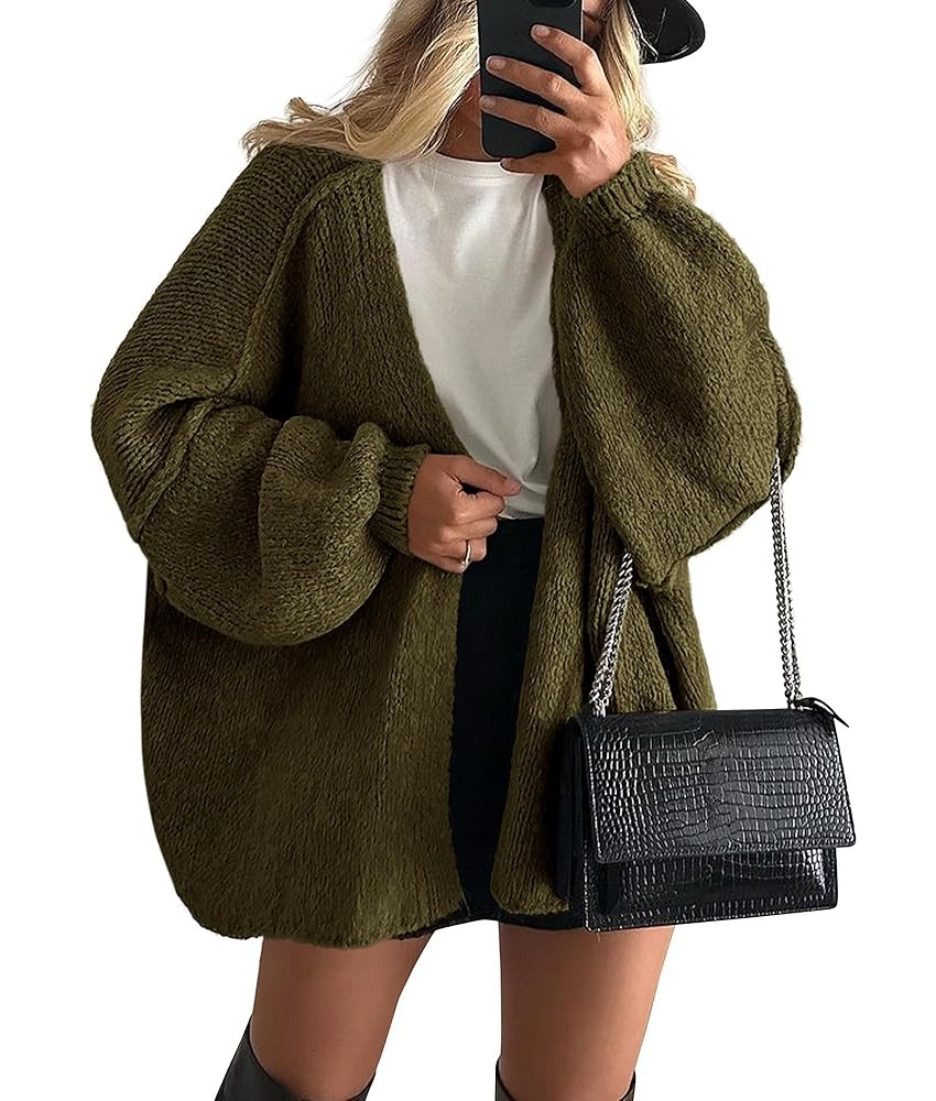 PRETTYGARDEN Womens Oversized Cardigan Sweaters 2025 Fall Long Lantern Sleeve Knit Open Front Lig... | Amazon (US)