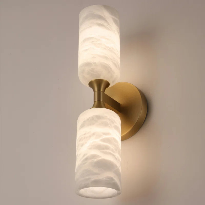 Solid Brass LED Wall Mounted Sconce With Alabaster Shade(Bulbs Included) | Wayfair North America