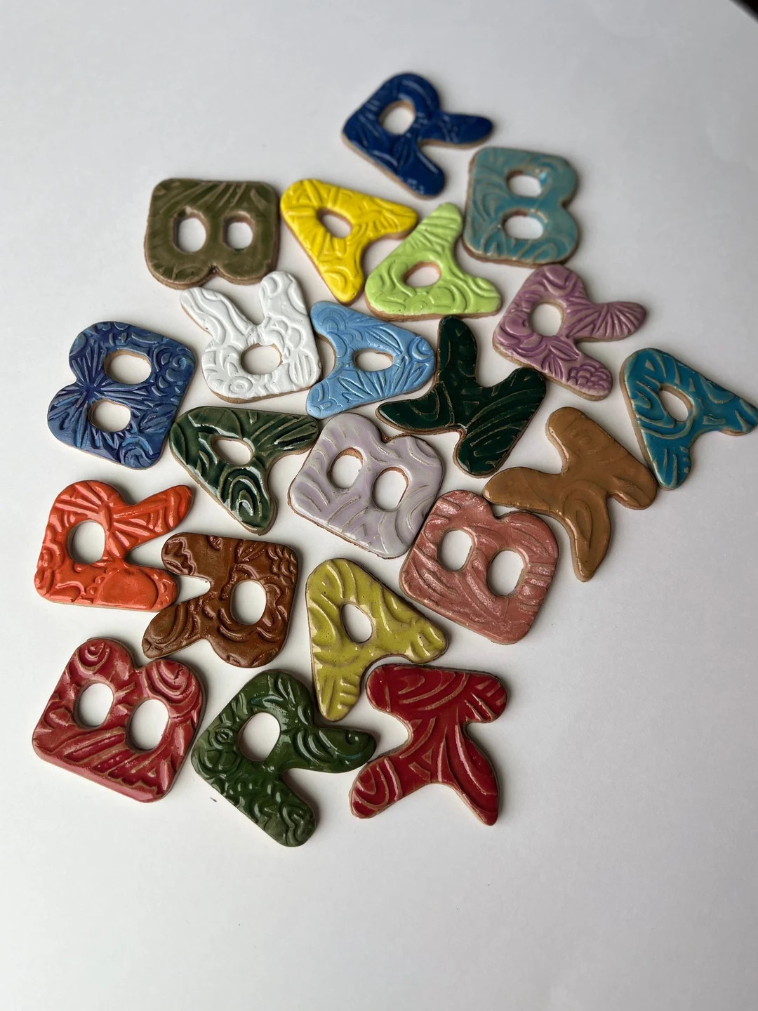 Letter A to Z Mosaic Tile Handmade Decorative Stoneware Assorted Colors (1 1/2 - 2”) Ceramic Le... | Etsy (US)