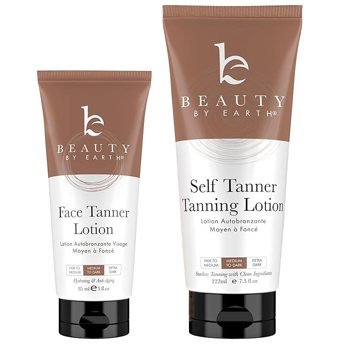 Self Tanner Face & Body - With Organic Aloe Vera & Shea Butter, Sunless Tanning Lotion, Bronzer B... | Amazon (US)