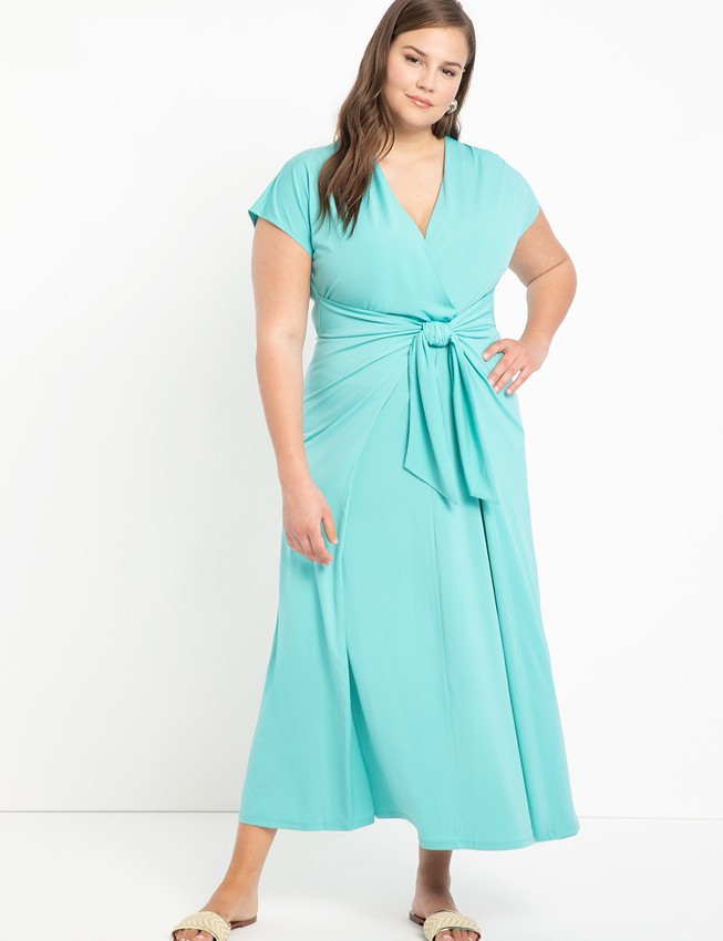 Easy Maxi Dress With Wrap Tie Skirt - Vista Blue | Eloquii