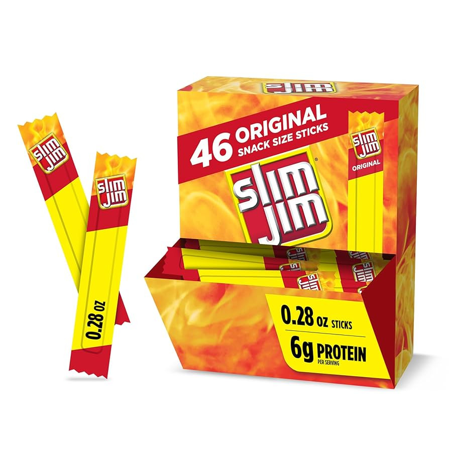 Slim Jim Smoked Meat Sticks, Original Flavor, 6g Protein Per Serving, Snack Size, Lunchbox Snack,... | Amazon (US)