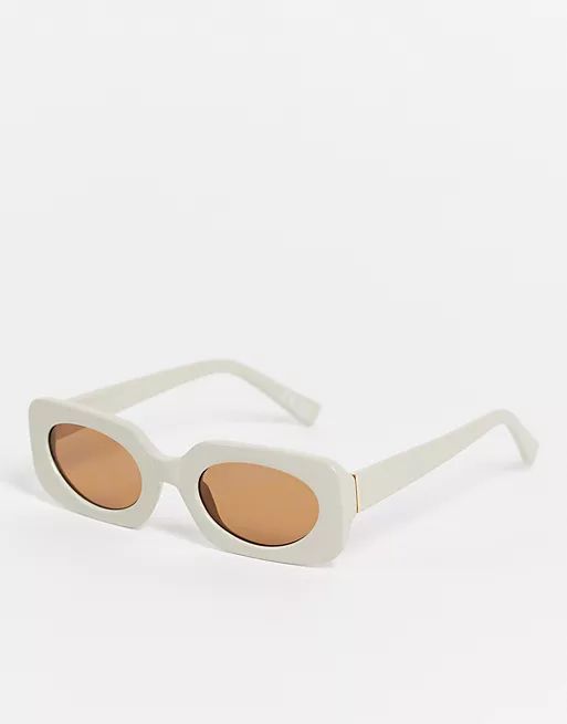 ASOS DESIGN mid square sunglasses with tonal lens in beige | ASOS (Global)